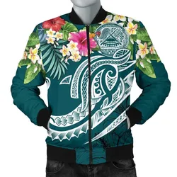 American Samoa Polynesian Mens Bomber Jacket- Summer Plumeria