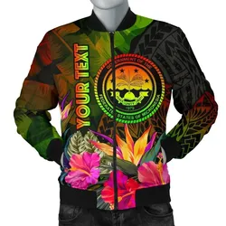 Federated States of Micronesia Polynesian Personalised Bomber Jackets-  Hibiscus and Banana Leaves - BN15