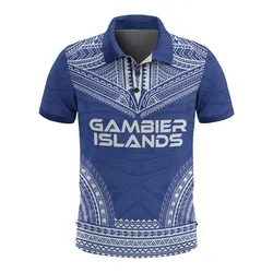 Gambier Islands Polo Shirt - Gambier Islands Flag Polynesian Chief Tattoo Flag Version