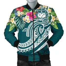 Samoa Polynesian Mens Bomber Jacket- Summer Plumeria