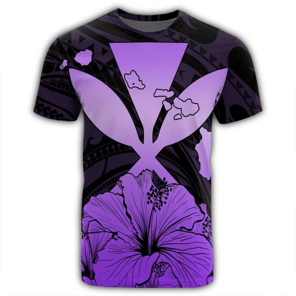 Hawaiian Kanaka T-Shirt Hibiscus Polynesian Love - Violet - AH