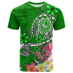 Tahiti T shirts - Turtle Plumeria Green