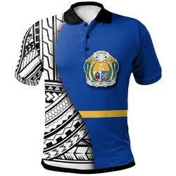 Nauru Polo Shirt- Coat Of Arm and Polynesian Patterns