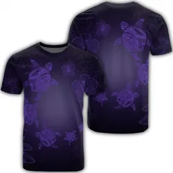 Alohawaii Tee - Hawaiian Plumeria Hibiscus Turtle Under Sea Polynesian T-Shirt Purple AH - J7R
