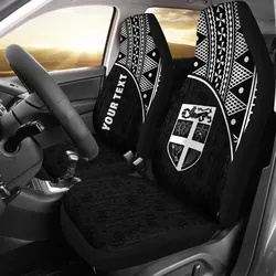Fiji Tapa Custom Personalised Car Seat Covers - Fiji Flag Polynesian Curve Black