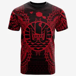French Polynesia All French Polynesia Flag Map Polynesian Tattoo Red Unisex 3D T-Shirt All Over Print ONCJT