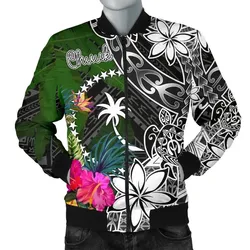 Chuuk Men Bomber Jacket - Turtle Plumeria Banana Leaf - BN11