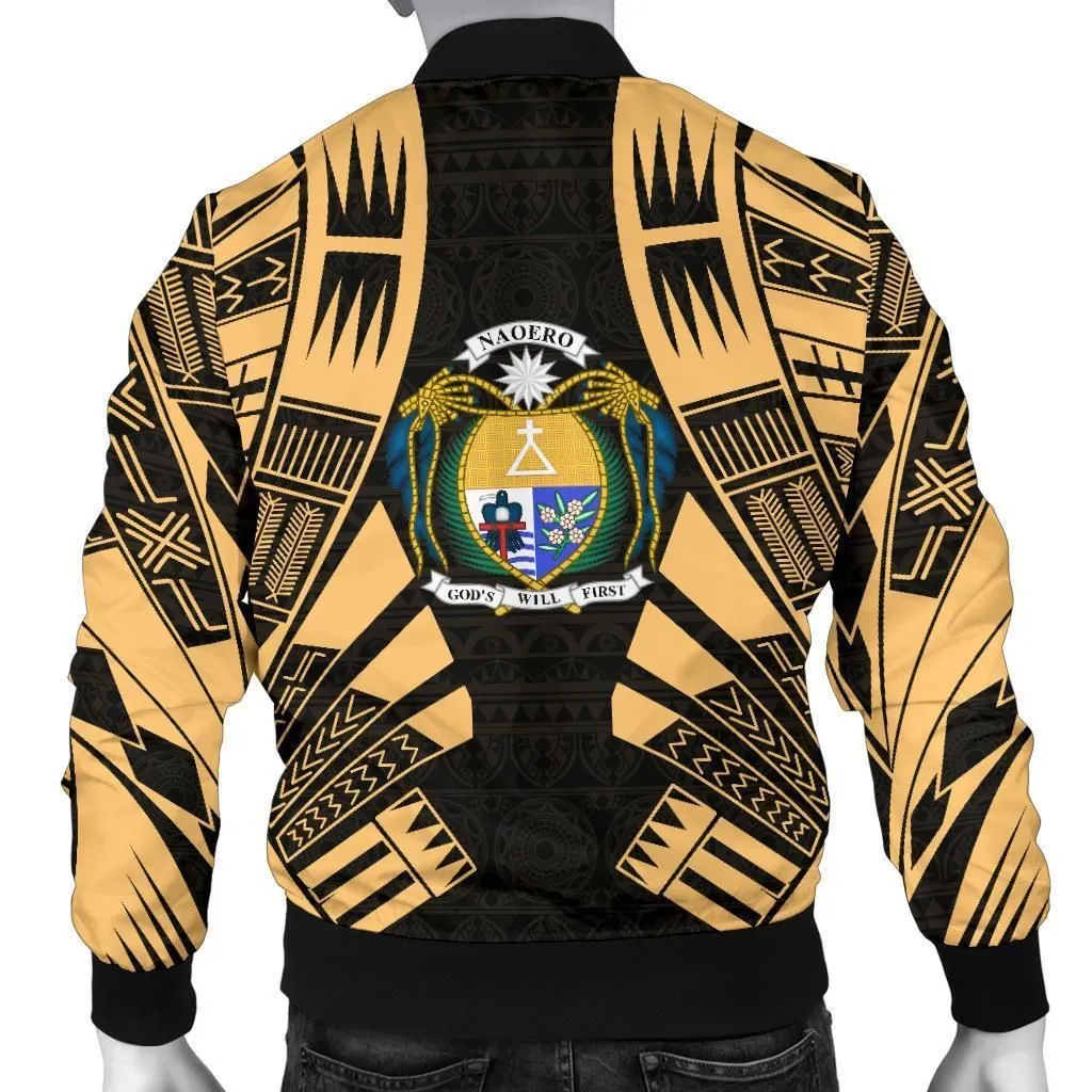 Nauru Men Bomber Jackets - Polynesian Tattoo Gold