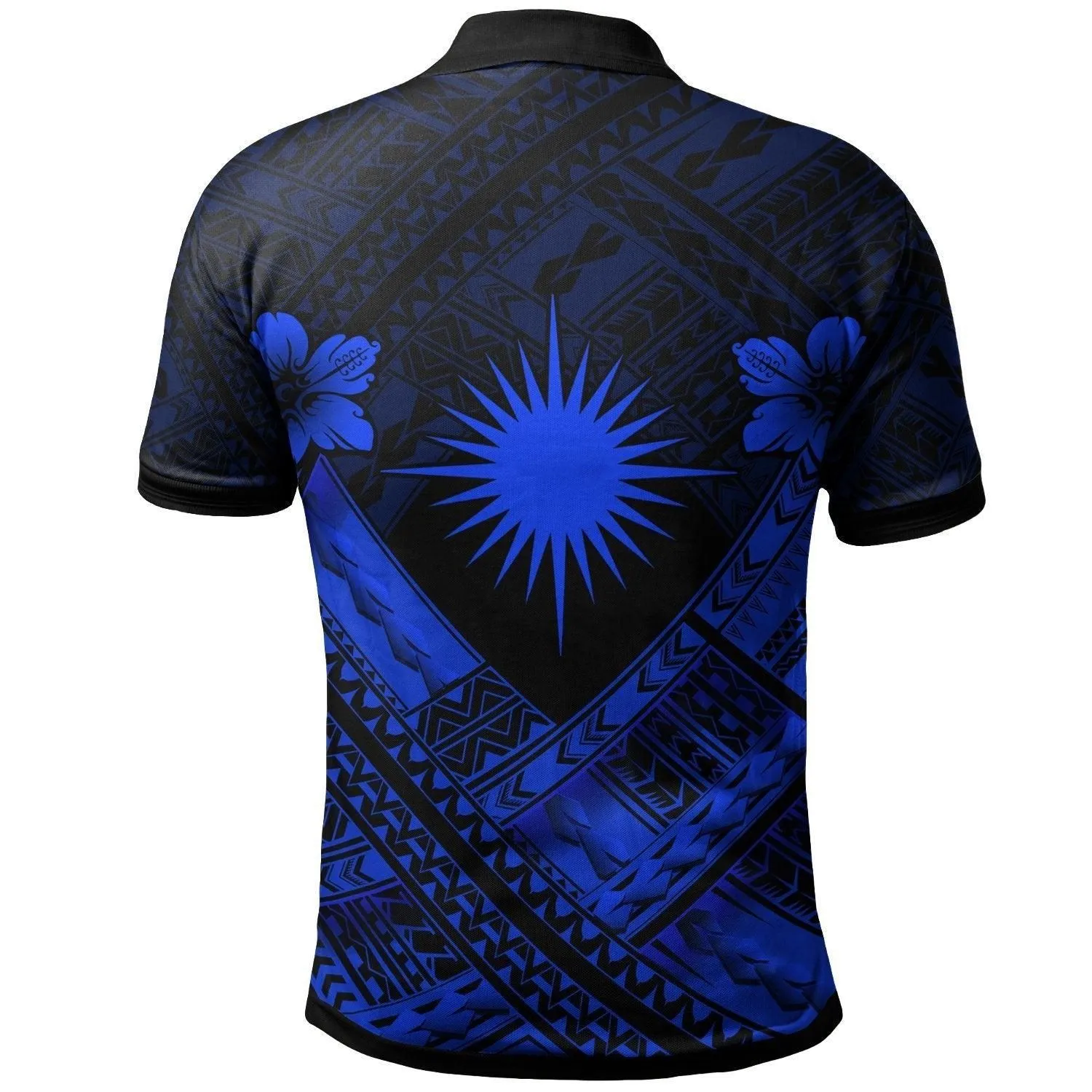 Marshall Islands Polynesian Polo Shirts - Marshall Islands Blue Flag Camisole Hibiscus Style