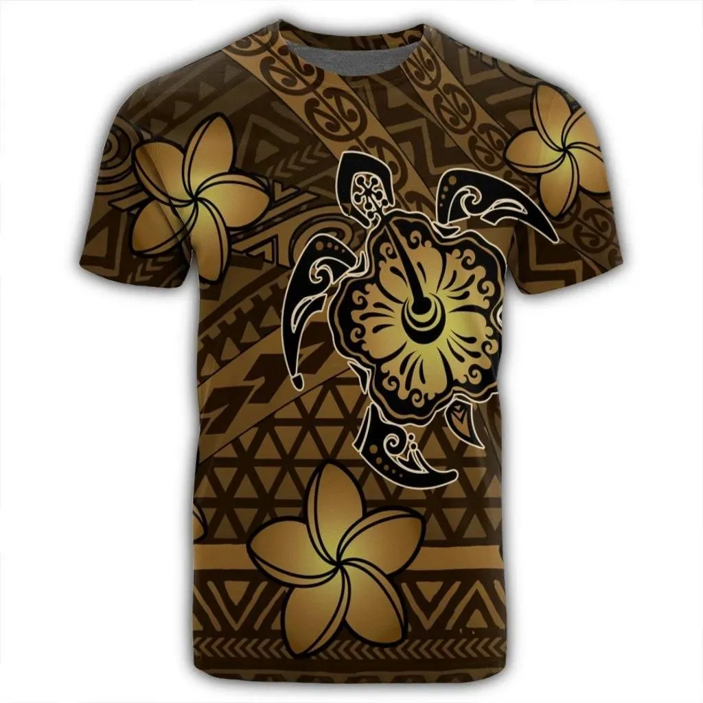 Alohawaii Tee - Hawaii Mix Polynesian Turtle Plumeria T-shirt AH - Nick Style - Brown - J5R