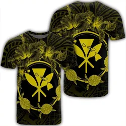 Hawaii Kanaka Turtle Hibiscus Polynesian T-Shirt - Anthea Style Yellow - AH