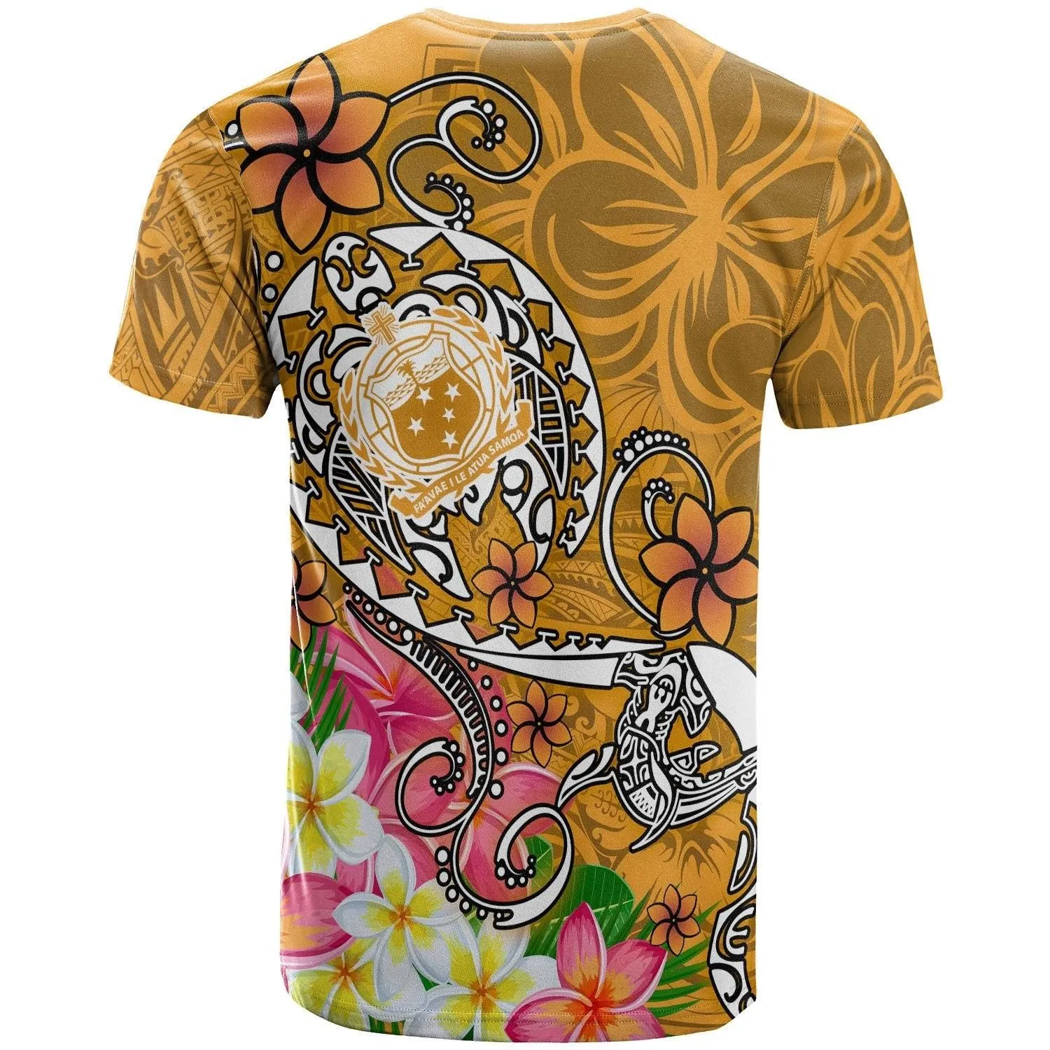 Samoa T-Shirts - Turtle Plumeria (Gold)