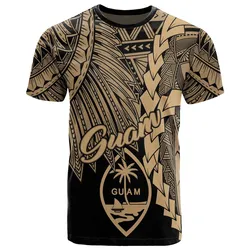 Guam Polynesian T-Shirt - Tribal Wave Tattoo Gold