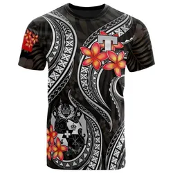 Tonga Polynesian T shirt - White Plumeria