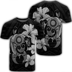 Hibiscus Plumeria Mix Polynesian Turtle T-Shirt Gray - AH