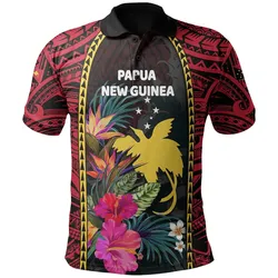 Alohawaii Shirt - Polo Shirt Papua New Guinea All Over Print Coat Of Arms Polynesian With Hibiscus And Waves TH4