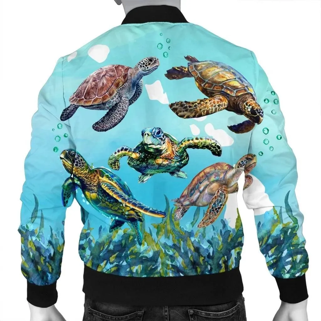 Alohawaii Jacket - Hawaiian Map Sea Turtles Ocean Polynesian Bomber Jacket - AH - J5R
