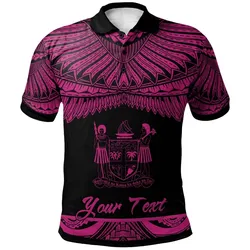 Fiji Polynesian Custom Personalised Polo Shirt - Poly Tattoo Pink Version