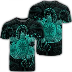 Hawaii Turtle Hibiscus Polynesian T-Shirt - Full Style - Turquoise - AH