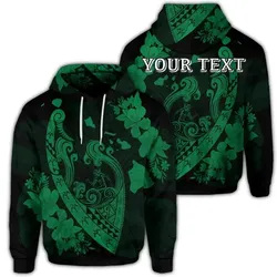 Alohawaii Hoodie - (Personalised) Hawaiian Fish Hook Hibiscus Banzai Surfing Polynesian Hoodie Green - AH - J5R