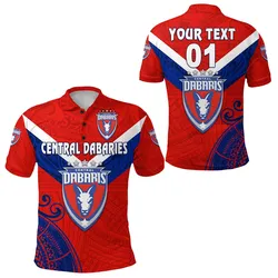 (Custom Personalised) Papua New Guinea Central Dabaries Polo Shirt Rugby - Red, Custom Text And Number LT8