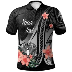 Papua New Guinea Personalised Custom Polo Shirt - Polynesian Hibiscus Pattern Style