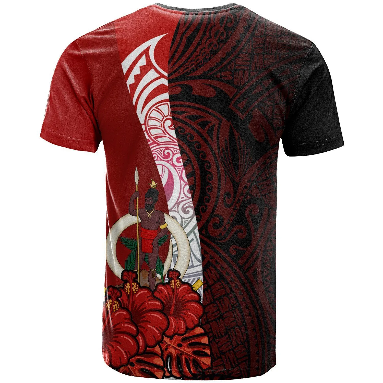 Vanuatu Polynesian T-Shirt - Coat Of Arm With Hibiscus - BN12