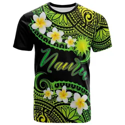 Nauru Custom Personalised T-Shirt - Plumeria Polynesian Vibe Green