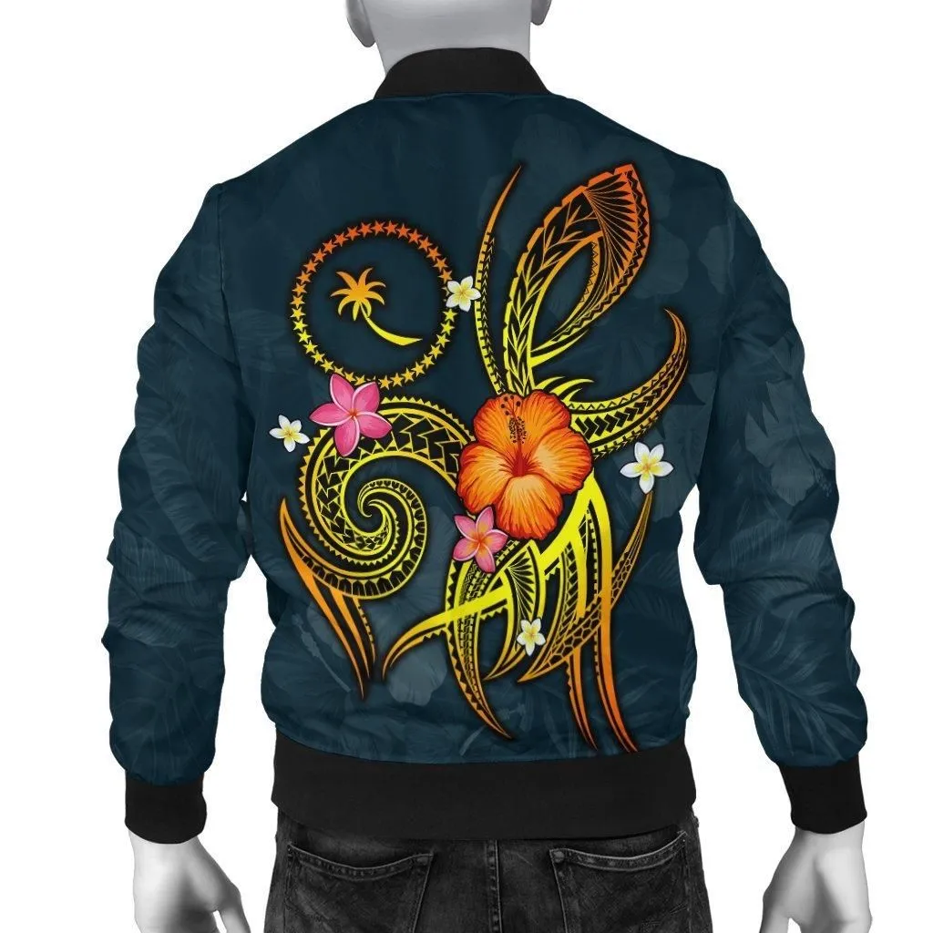 Chuuk Polynesian Personalised Mens Bomber Jacket - Legend of Chuuk (Blue)