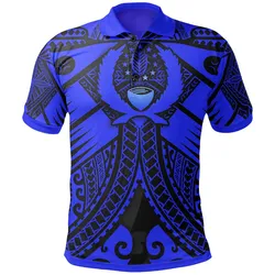 Pohnpei Polo Shirts - Blue Seal with Polynesian Tattoo