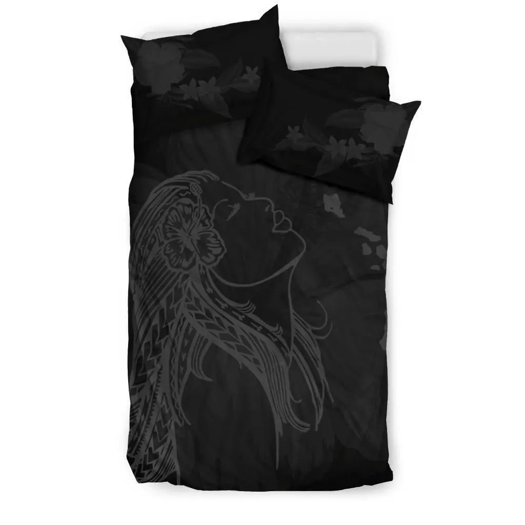 FamilyGater Bedding Set - Cover and Pillow Cases Hawaiian Map Heart Hula Girl Hibiscus Polynesian - Gray - AH J4