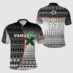 (Custom Personalised) Vanuatu Rugby Polo Shirt Impressive Version Black - Custom Text and Number