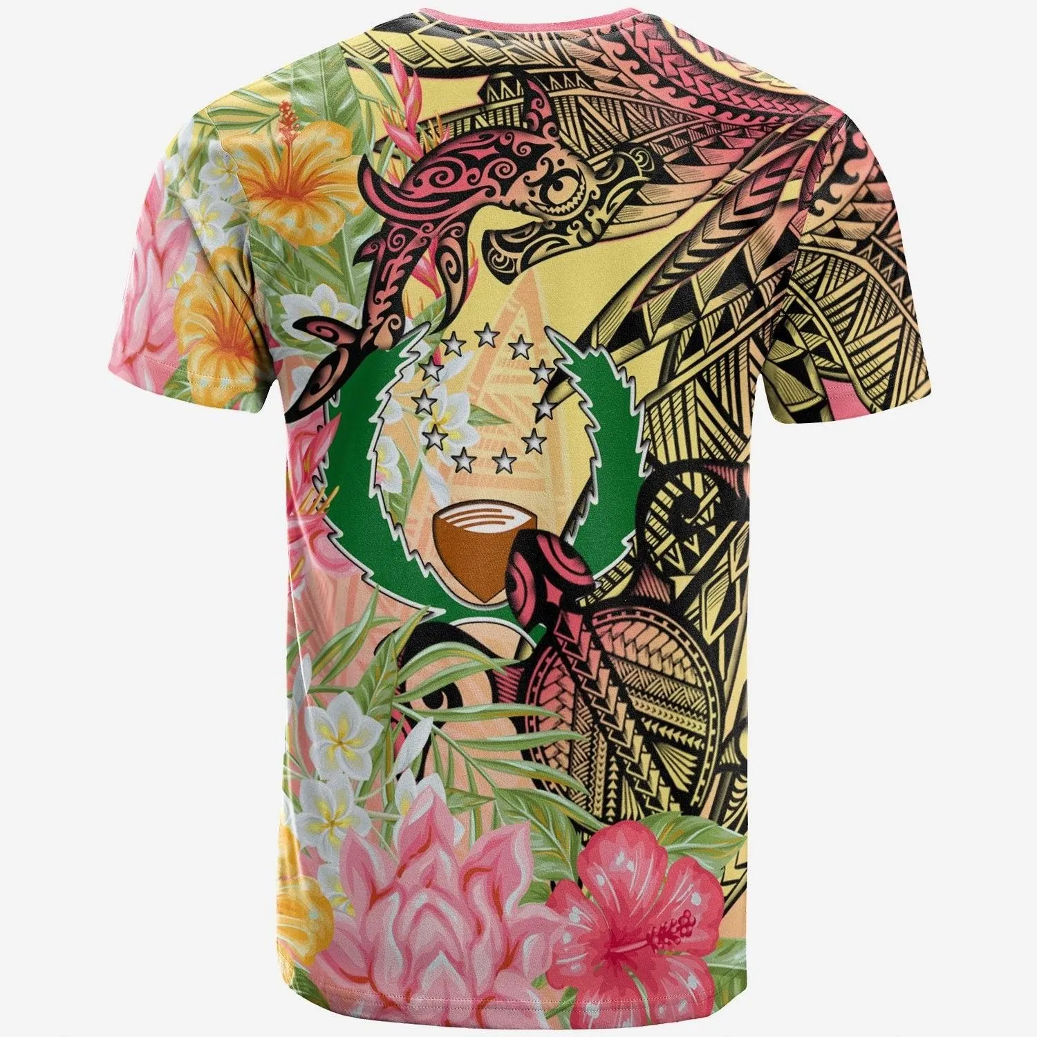 Pohnpei State T-Shirt - Flowers Tropical With Sea Animals