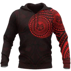 Polynesian Tiki Face™ Tattoo Style Hoodie Red NVD1340