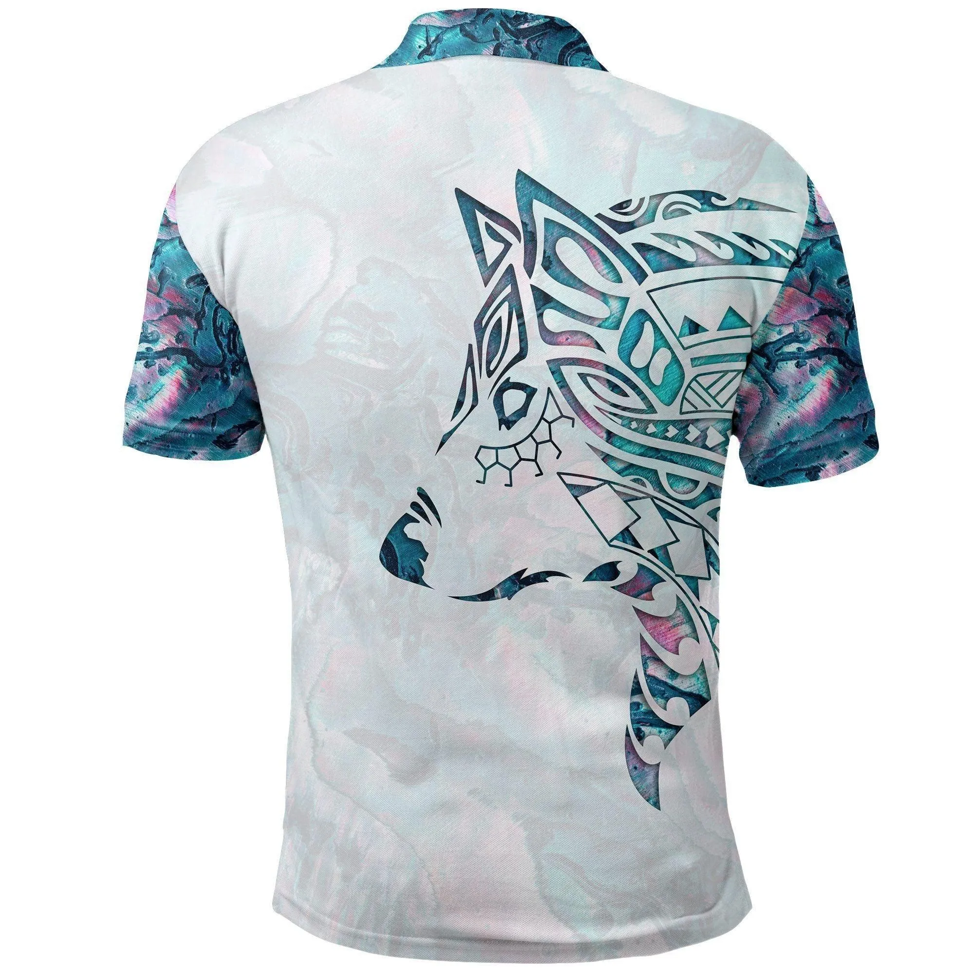 Polynesian Pride Polo Shirt - Maori Tattoo Polo Shirt, Paua Shell Wolf Tattoo Golf Shirt