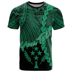 Kosrae Micronesia Custom Personalised T-Shirt - Tribal Wave Tattoo Green