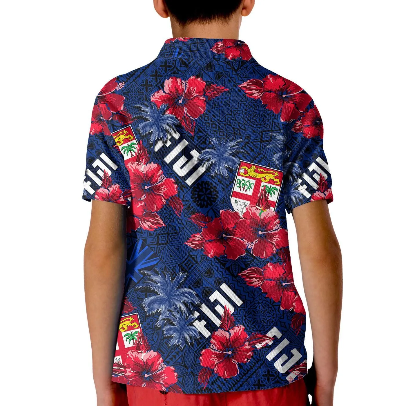 Fiji Hibiscus Polo Shirt KID Hawaii Style No.2 LT6
