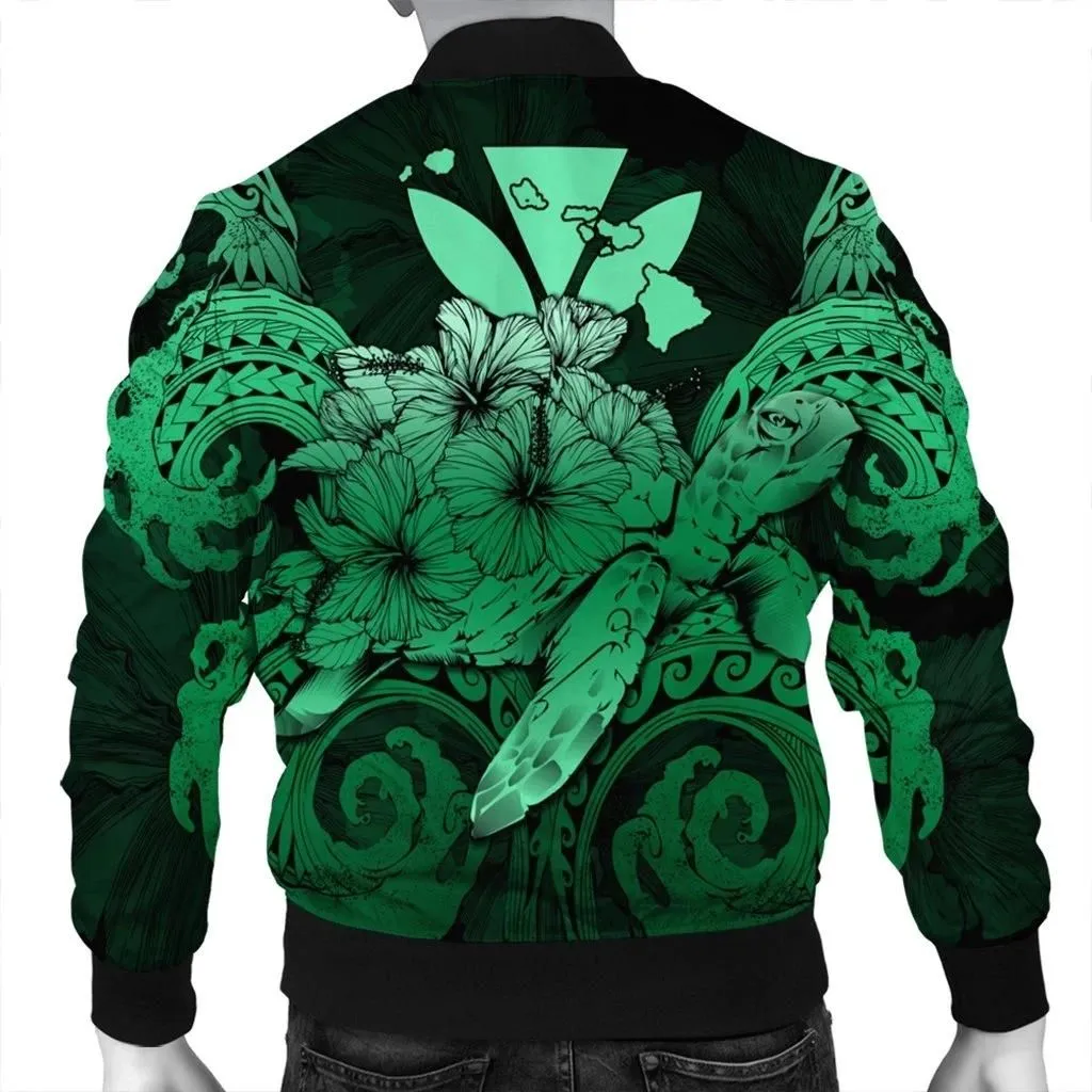 Alohawaii Jacket - Hawaii Turtle Wave Polynesian Bomber Jacket - Hey Style Green Pastel - AH - J4R