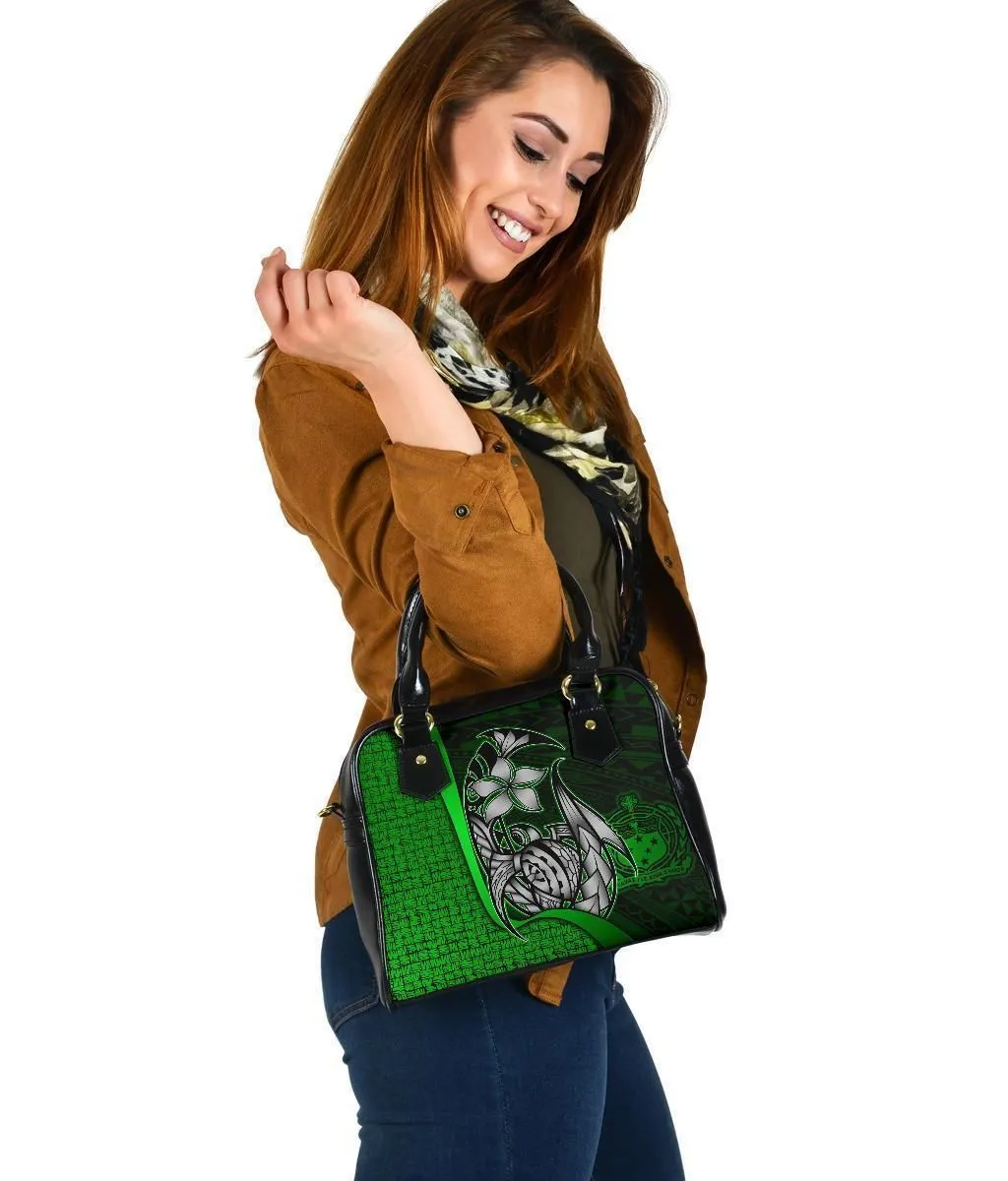 Samoa Polynesian Shoulder Handbag Green - Turtle With Hook