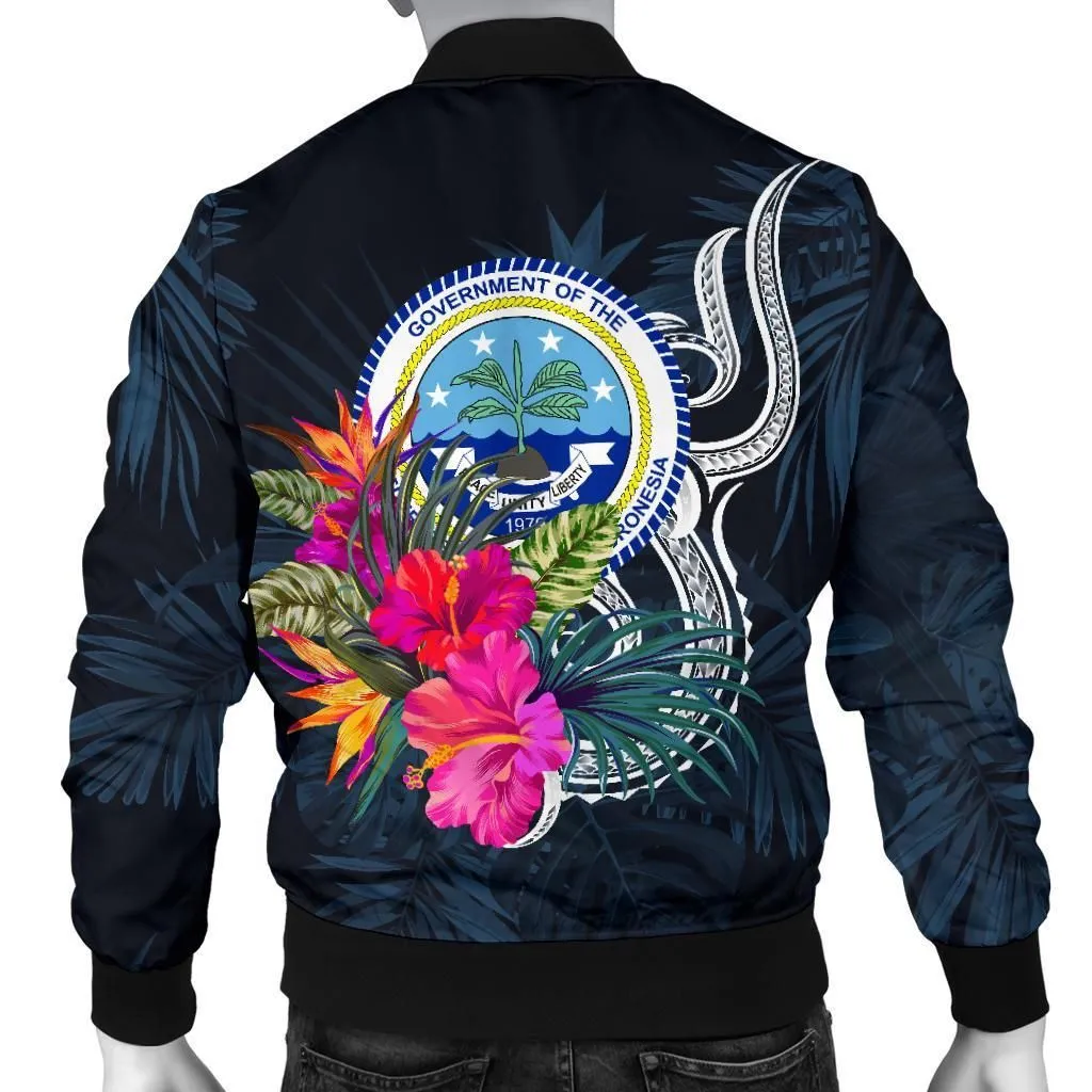 Federated States of Micronesia Mens Bomber Jacket - Tropical Flower