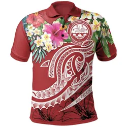 FSM Polynesian Polo Shirt - Summer Plumeria (Red)