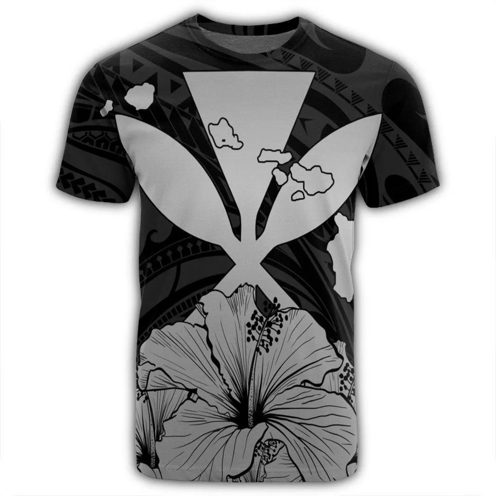 Hawaiian Kanaka T-Shirt Hibiscus Polynesian Love - Gray - AH