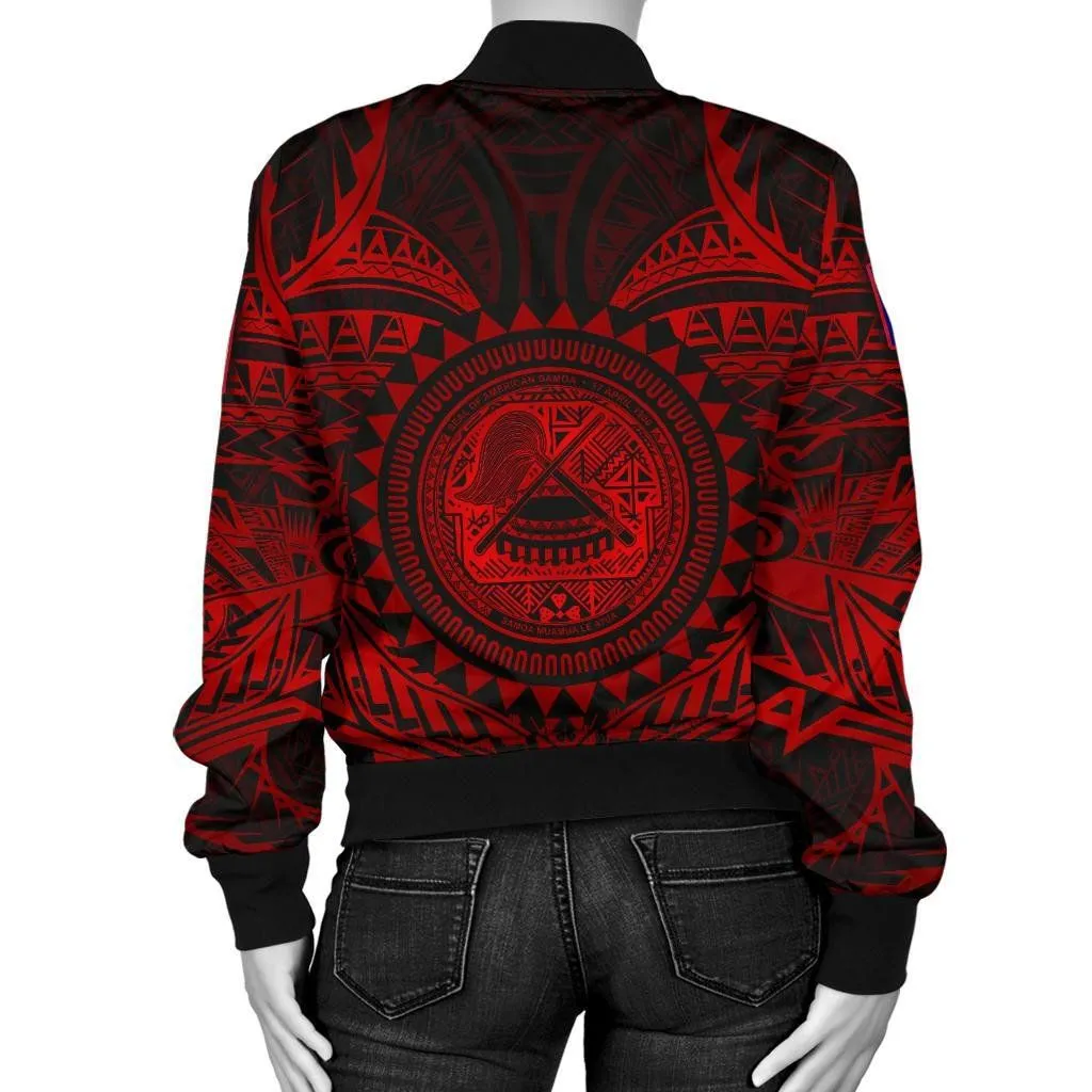 American Samoa Polynesian Women's Bomber Jacket - Red Seal - BN18