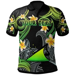 Tokelau Polo Shirt - Custom Personalised Polynesian Waves with Plumeria Flowers (Green)