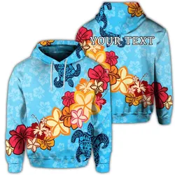 (Personalised) Hawaiian Ocean Turtle Plumeria And Hibiscus Polynesian Hoodie - AH