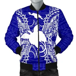 Papua New Guinea Polynesian Mens Bomber Jacket Map Blue