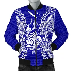New Caledonia Polynesian Bomber Jacket Map Blue