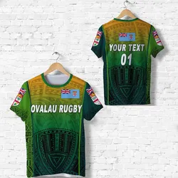 (Custom Personalised) Fiji Ovalau Rugby T Shirt Light Green Style, Custom Text And Number LT8