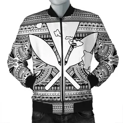 Hawaiian Kanaka Polynesian Tribal Bomber Jacket Reggae Color White