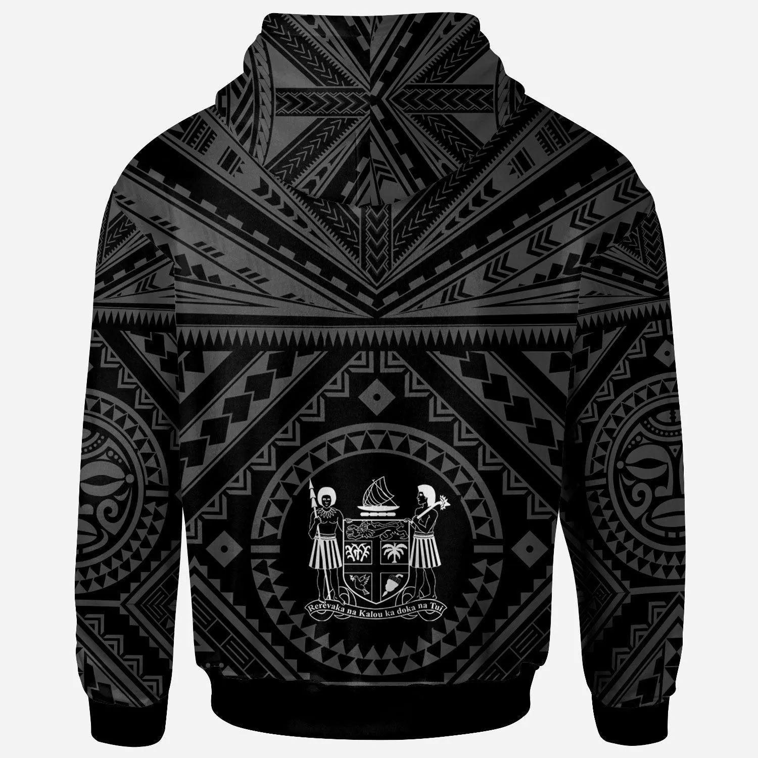 Fiji Personalised Hoodie - Fiji Seal With Polynesian Tattoo Style ( Black)